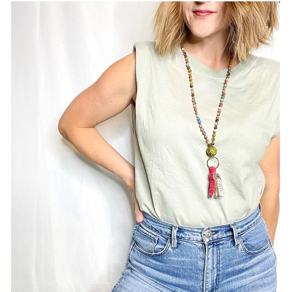 Sleeveless Green Top
